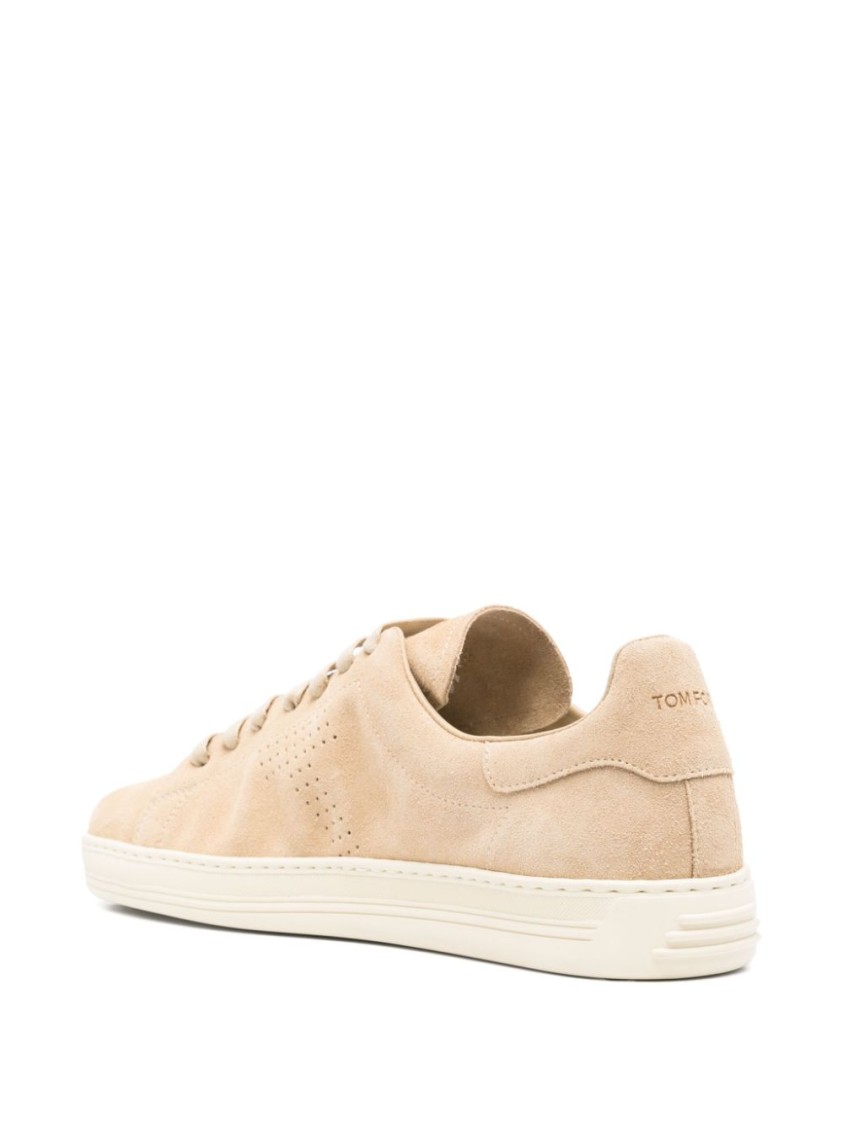Shop Tom Ford Beige Suede Sneakers In Neutrals
