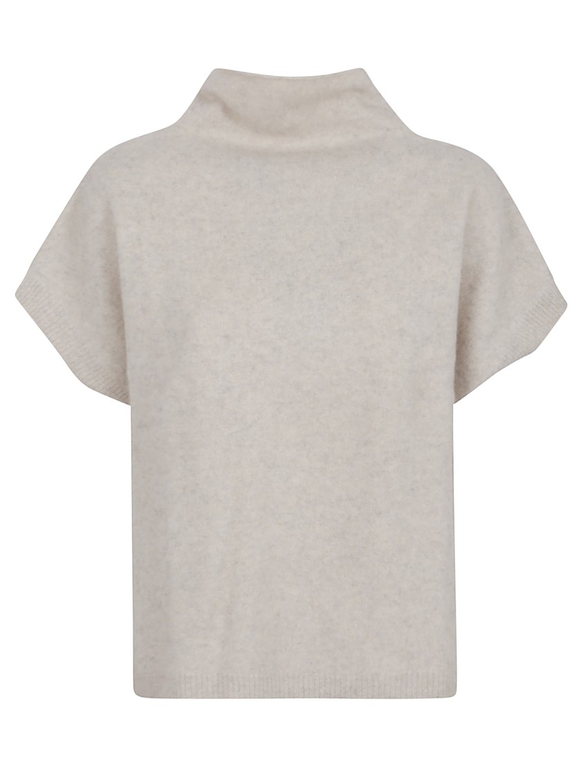 P.a.r.o.s.h Parosh High-neck Raccoon Sweater With Ribbed Trim In White