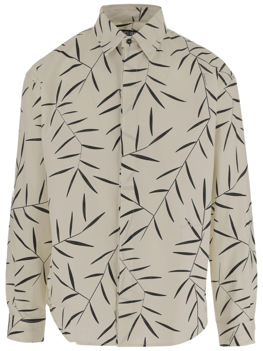 Jacquemus 'simon Leaf Print Shirt' In Neutral