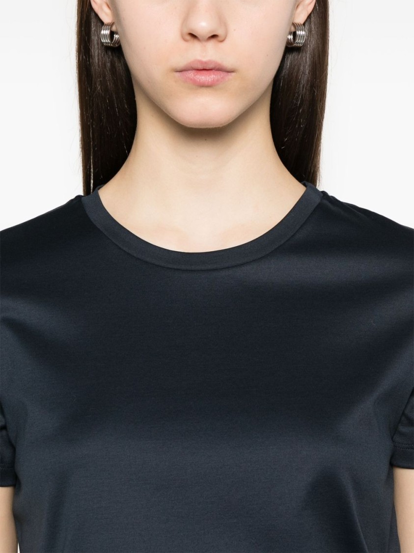Max Mara Pure Cotton T-shirt With Classic Crew Neckline In Black