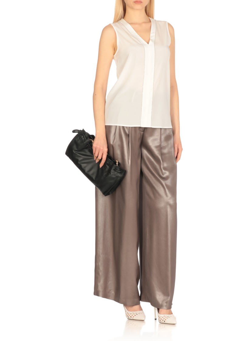 Shop Peserico White Silk Top