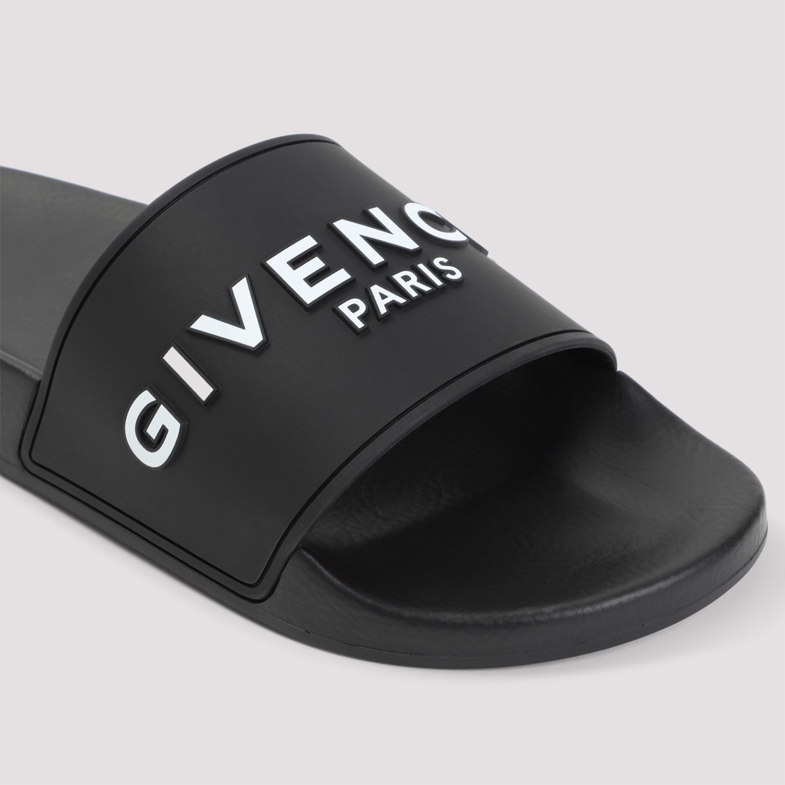 Givenchy Black Flat Slides With Logo In Polyurethane Man In Black