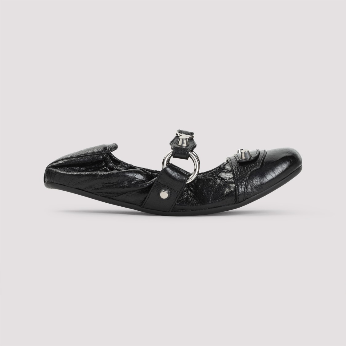 Balenciaga Black Lamb Leather Shoes With Striking Metallic Accents In Black
