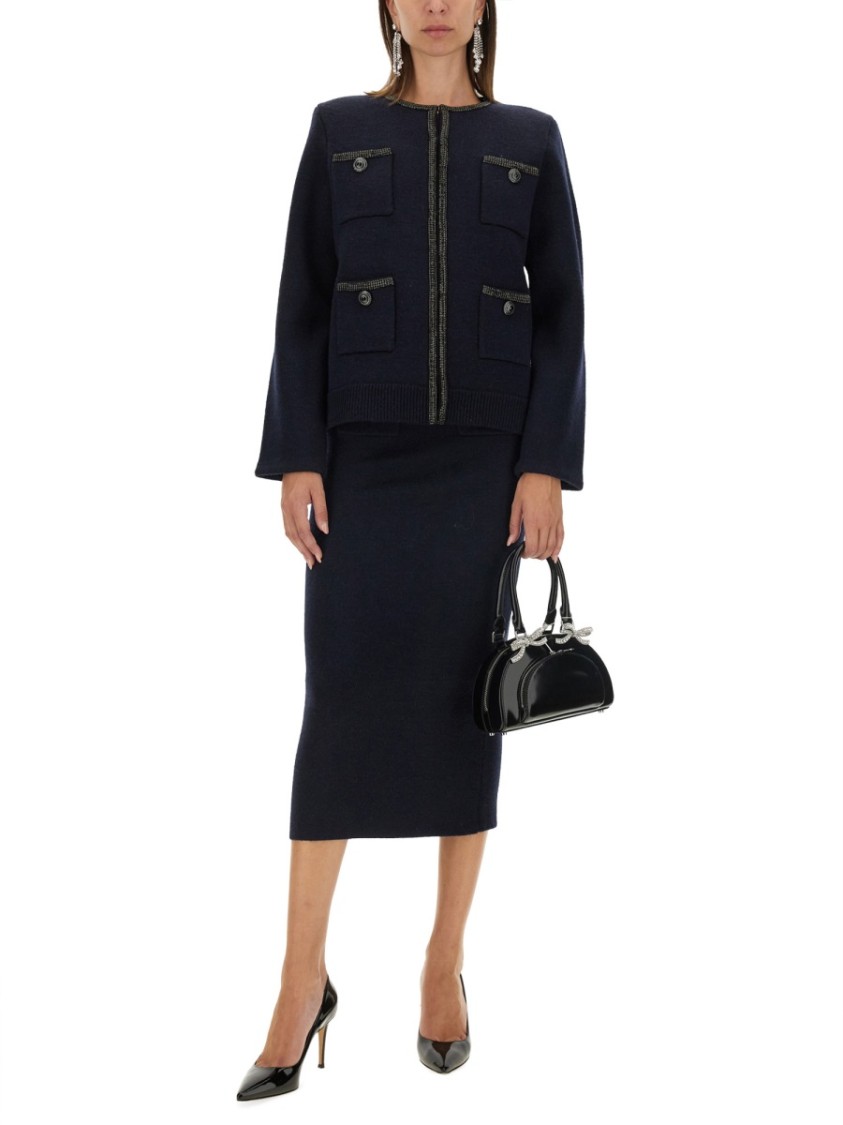 SELF-PORTRAIT SELF-PORTRAIT OVERSIZED BLACK KNITTED CARDIGAN WITH FLARED SLEEVES