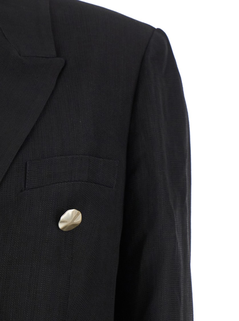 GRIFONI GRIFONI BLACK DOUBLE-BREASTED SUIT WITH NOTCHED REVERS
