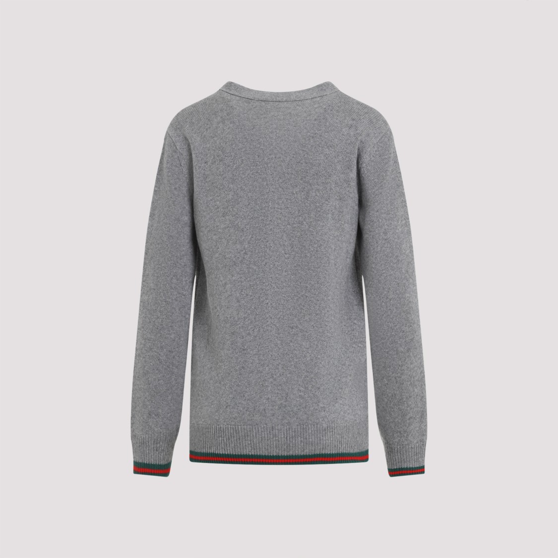 GUCCI GUCCI WEB GREY WOOL AND CASHMERE CARDIGAN