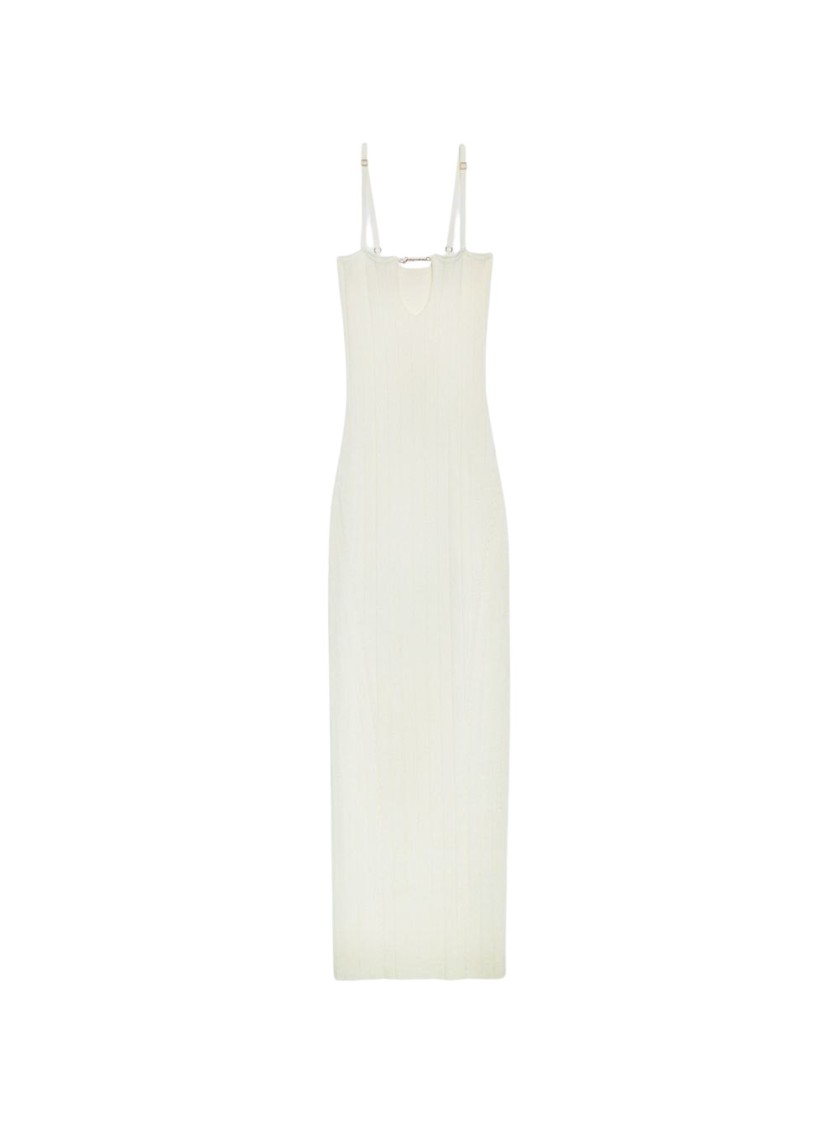 Jacquemus La Robe Sierra Bretelles Midi Dress In Neutral