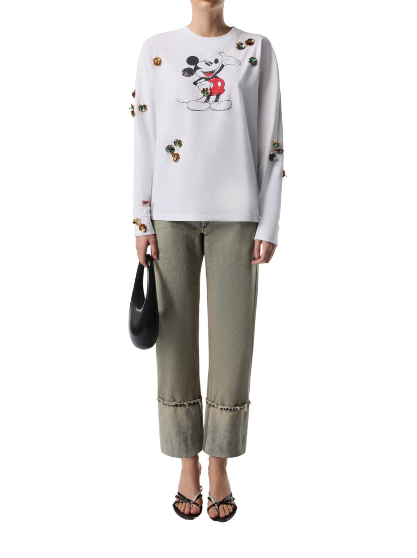 Coperni Cotton Mickey T-shirt With Embellishments And Graphic Print