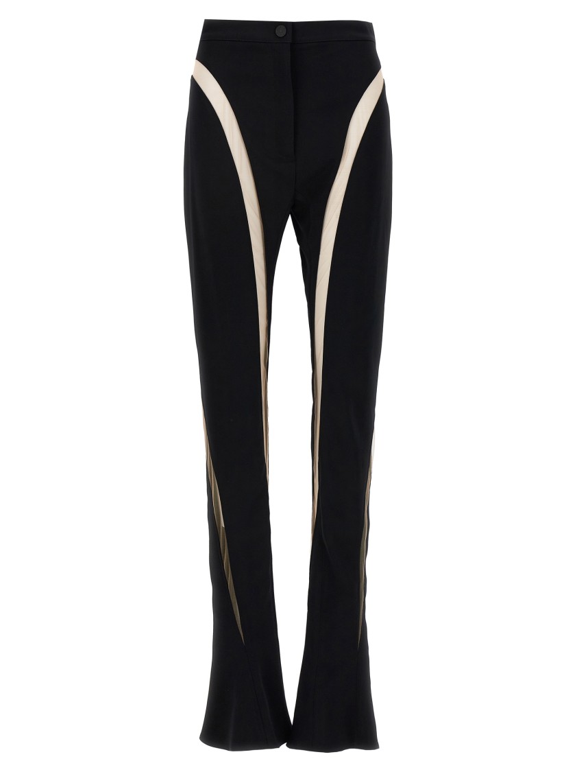 Mugler Mesh Insert Leggings In Black