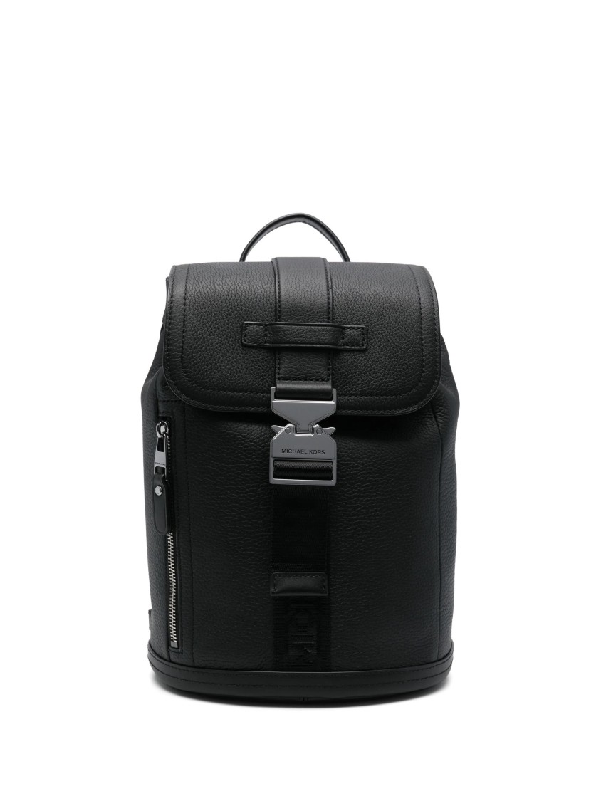 Michael Kors Textured Leather Backpack With Metallic Buckle Closure