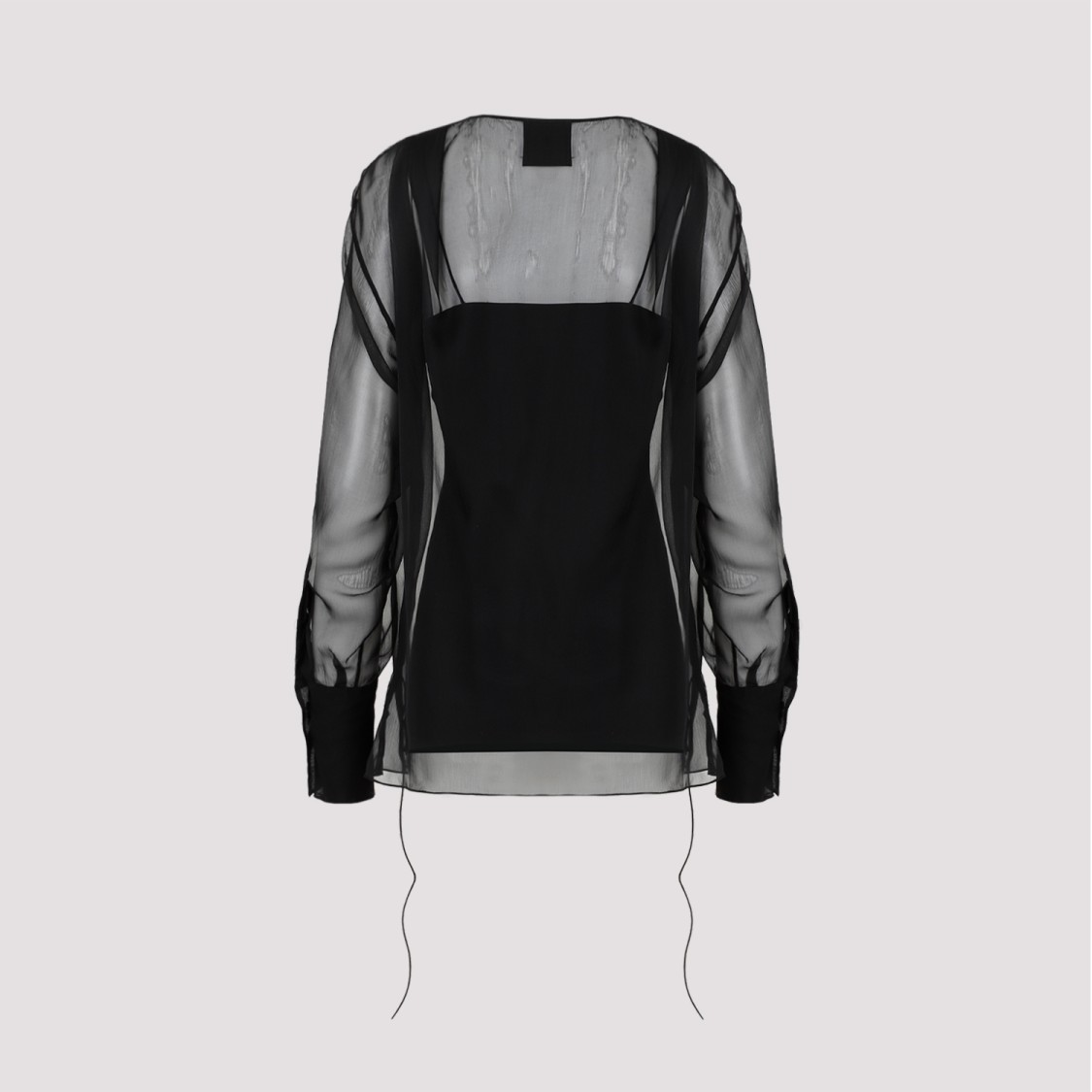 GIVENCHY GIVENCHY SILK SHIRT WITH V-NECKLINE AND DRAPED LACE-UP DETAILS