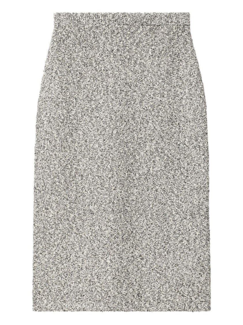 Tory Burch Fitted Grey Skirt With Textured Speckled Fabric In Gray