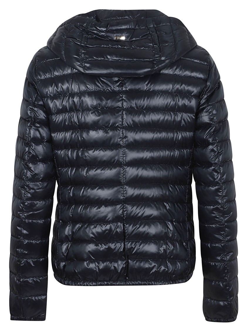 Herno Ultralight Down Bomber Jacket With Double Slider Zip In Blue