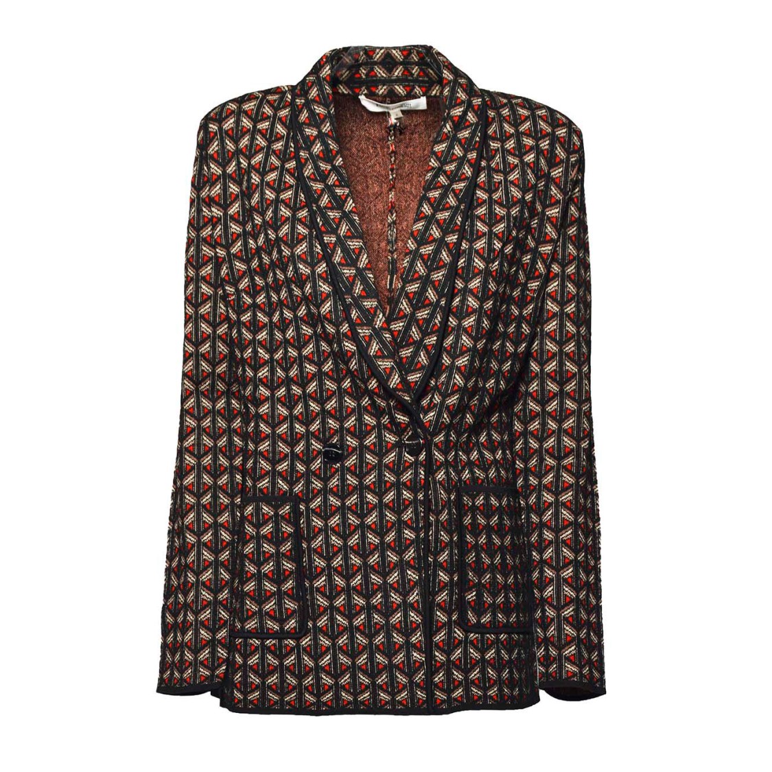 Diane Von Furstenberg Tailored Single-breasted Jacket With Geometric Pattern In Multicolor