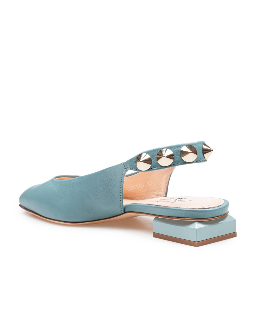 Agl Attilio Giusti Leombruni Sligback Angie L Spike In Matcha Color Leather In Blue