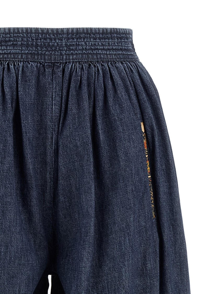 Valentino Garavani Balloon Fit Chambray Cotton Denim Pants In Blue