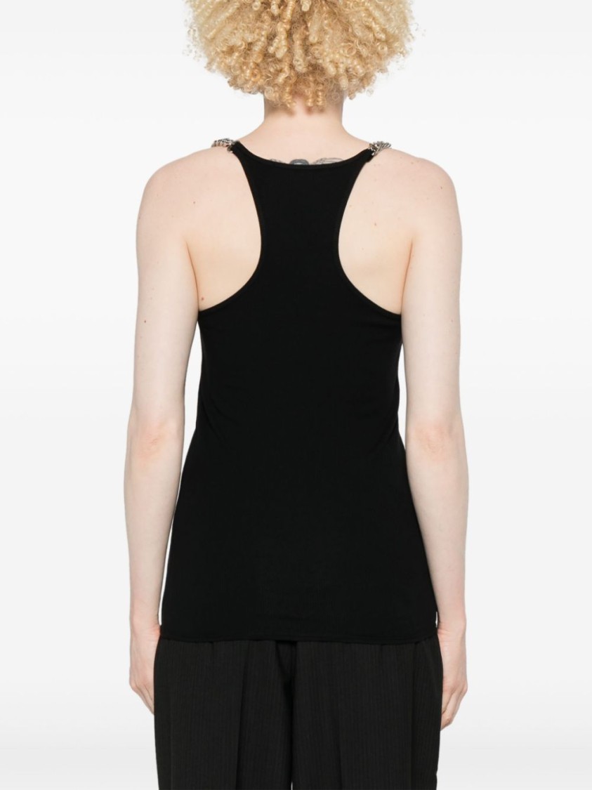 Shop Stella Mccartney Sleeveless Top With Chain-link Detailing In Black