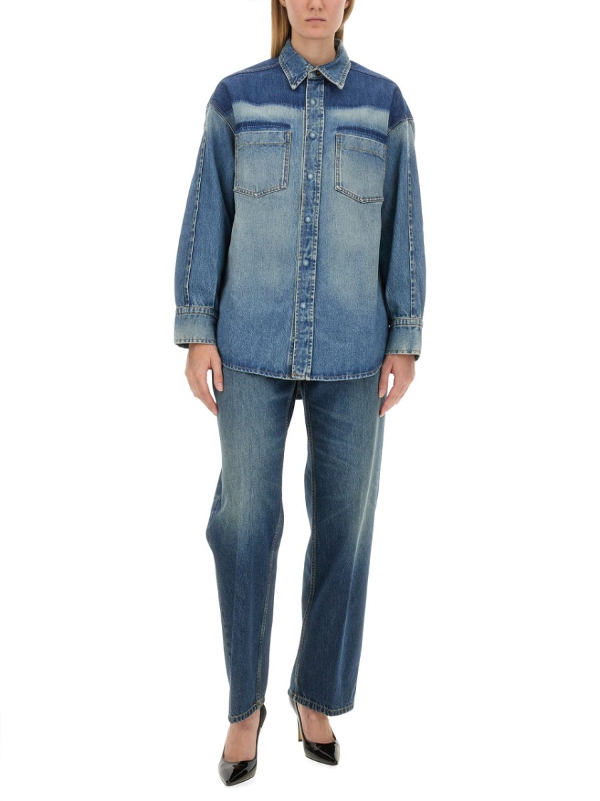 Victoria Beckham Women Camicia In Denim Schiarito In Blue