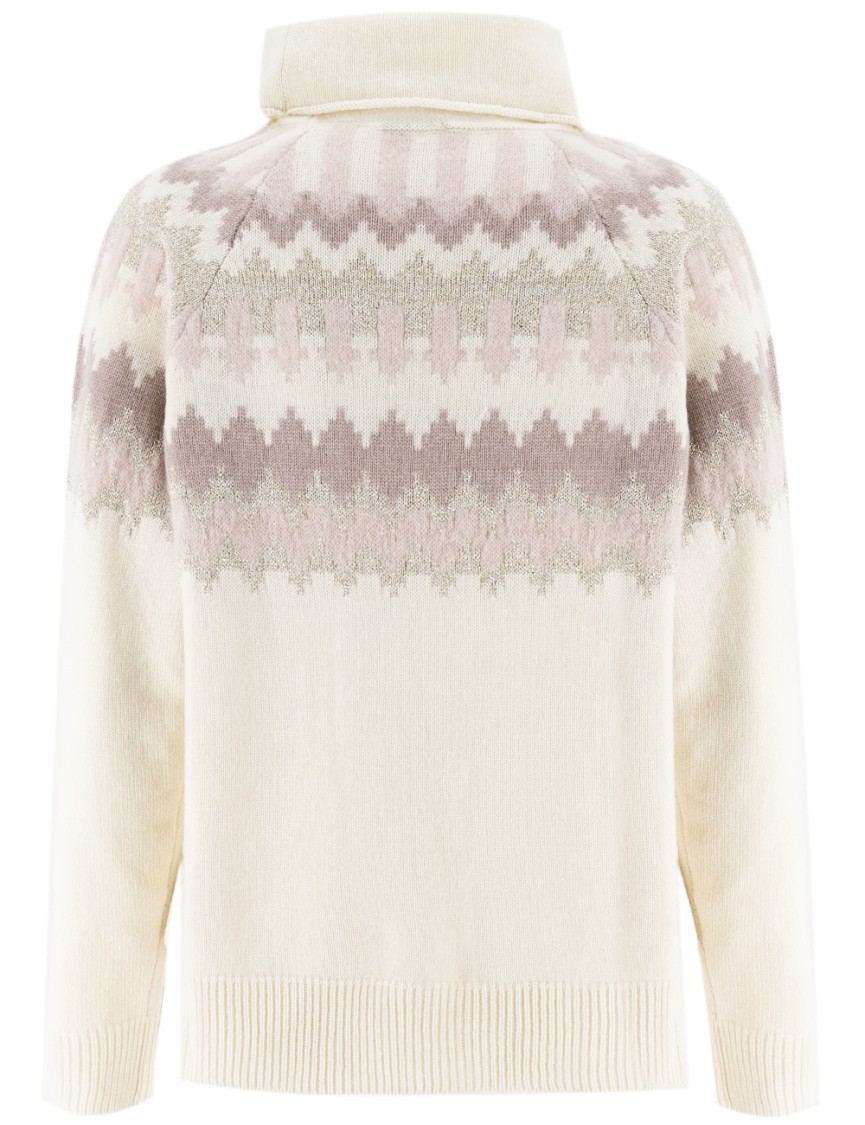 Panicale Cloud Geometric Pattern Turtleneck Jumper In Neutrals