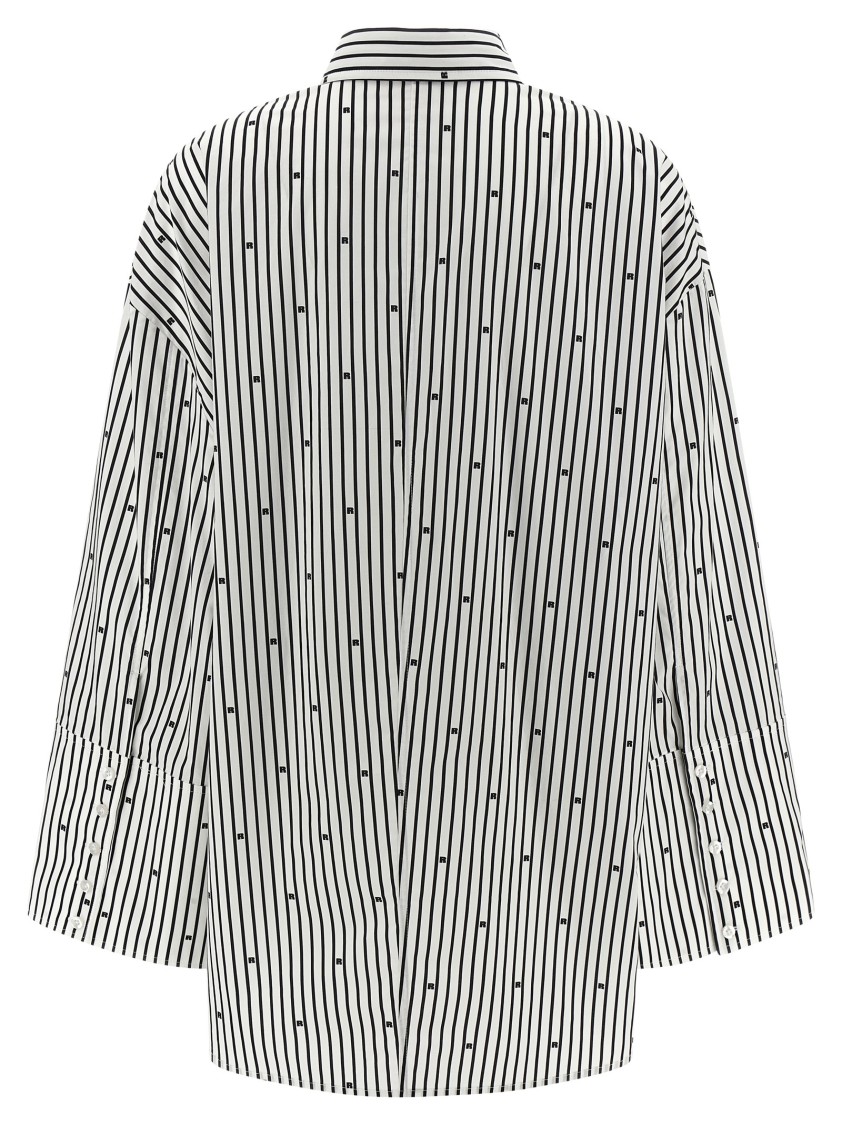 Rotate Birger Christensen Poplin Oversized Striped Shirt In White