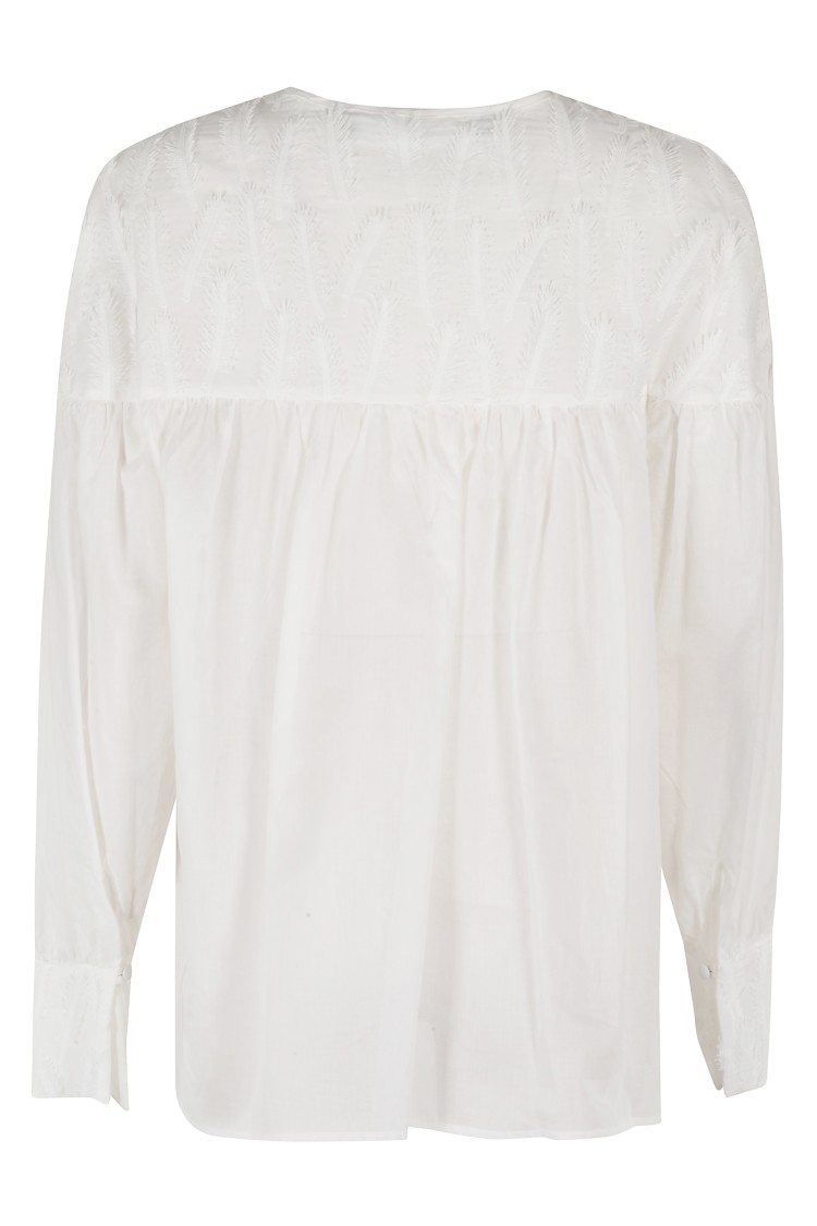 FEDERICA TOSI FEDERICA TOSI LEAF-EMBROIDERED BLOUSE WITH DRAWSTRING DETAIL