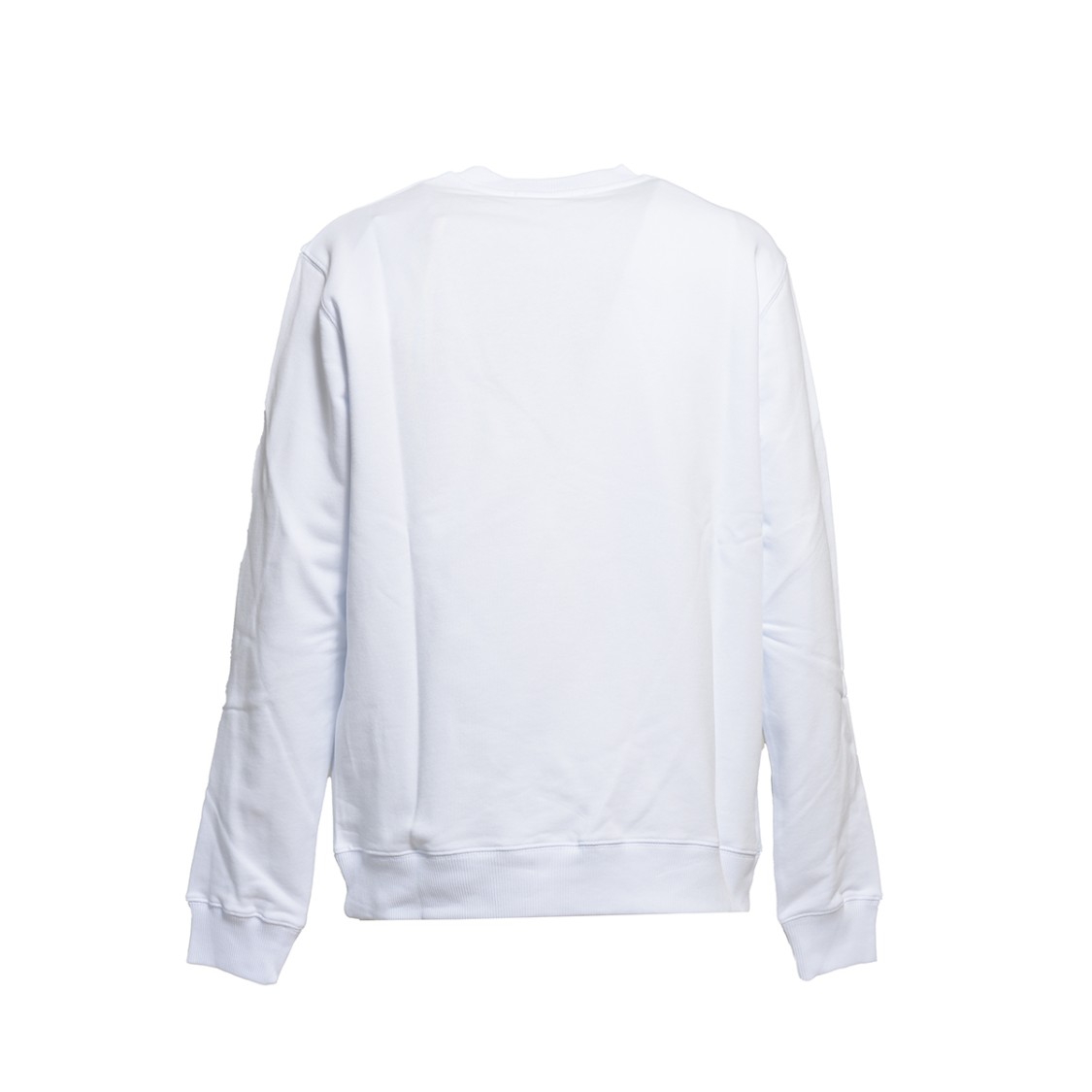 Msgm Cream Cotton Crewneck Sweatshirt With Brush Logo Print In White