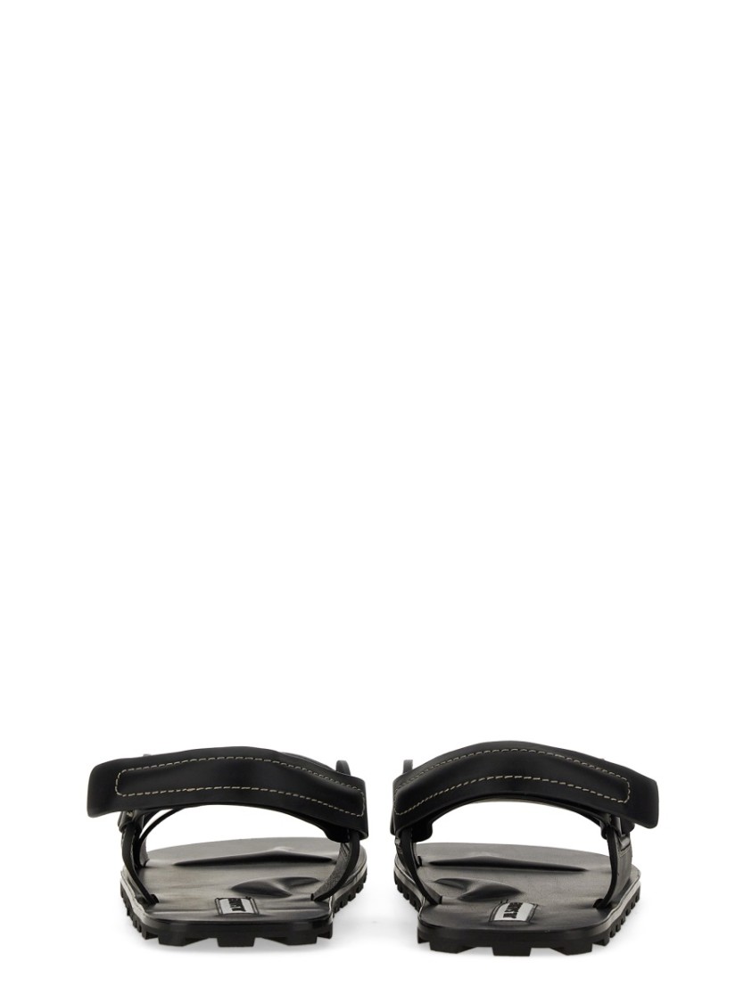 Jil Sander Crisscross Strap Sandal With Durable Rubber Sole In Black