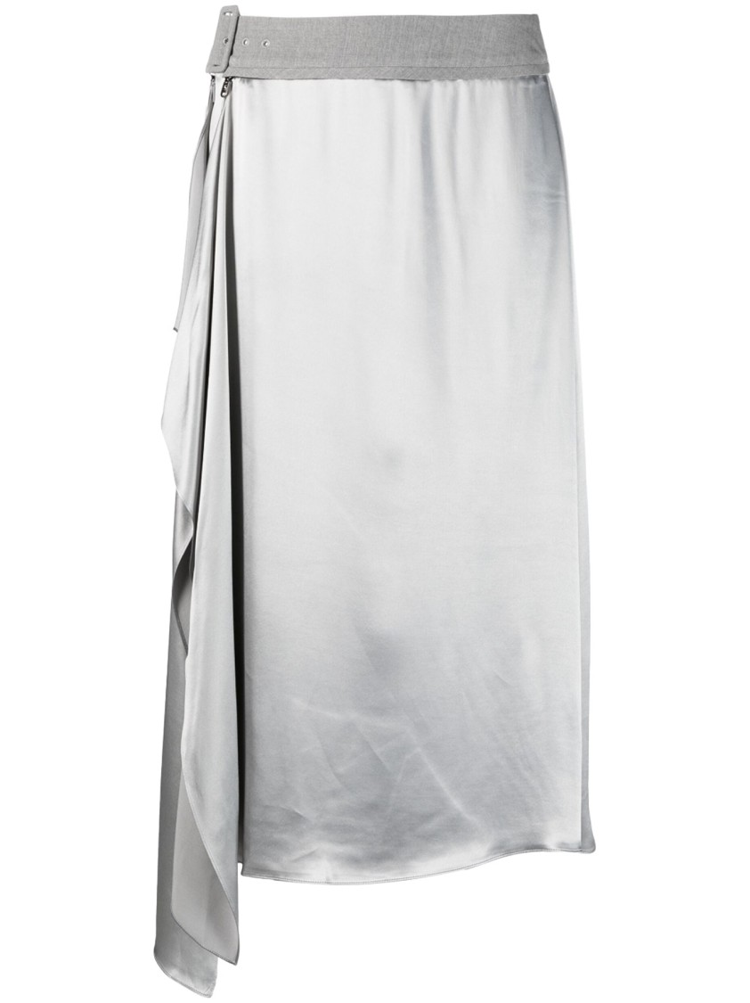 Fendi Asymmetrical Grey Skirt With Draped Detail In Metallic