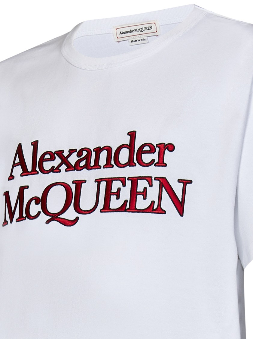 Alexander Mcqueen Loose Fit Cotton T-shirt With Crew Neck And Lateral Slits In White