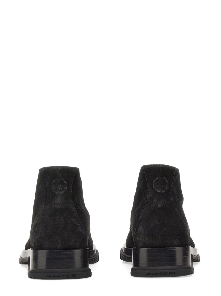 Alexander Mcqueen Lace-up Suede Boots In Black