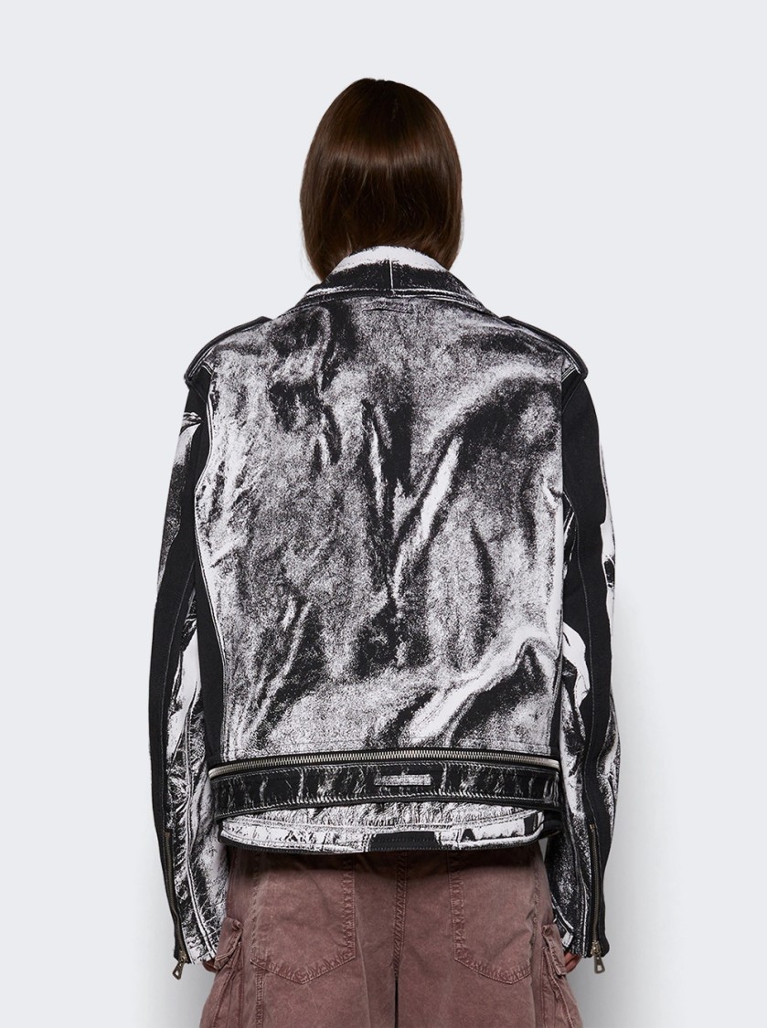 JEAN PAUL GAULTIER JEAN PAUL GAULTIER TROMPE-LÂOEIL PERFECTO COTTON CANVAS JACKET BLACK AND WHITE