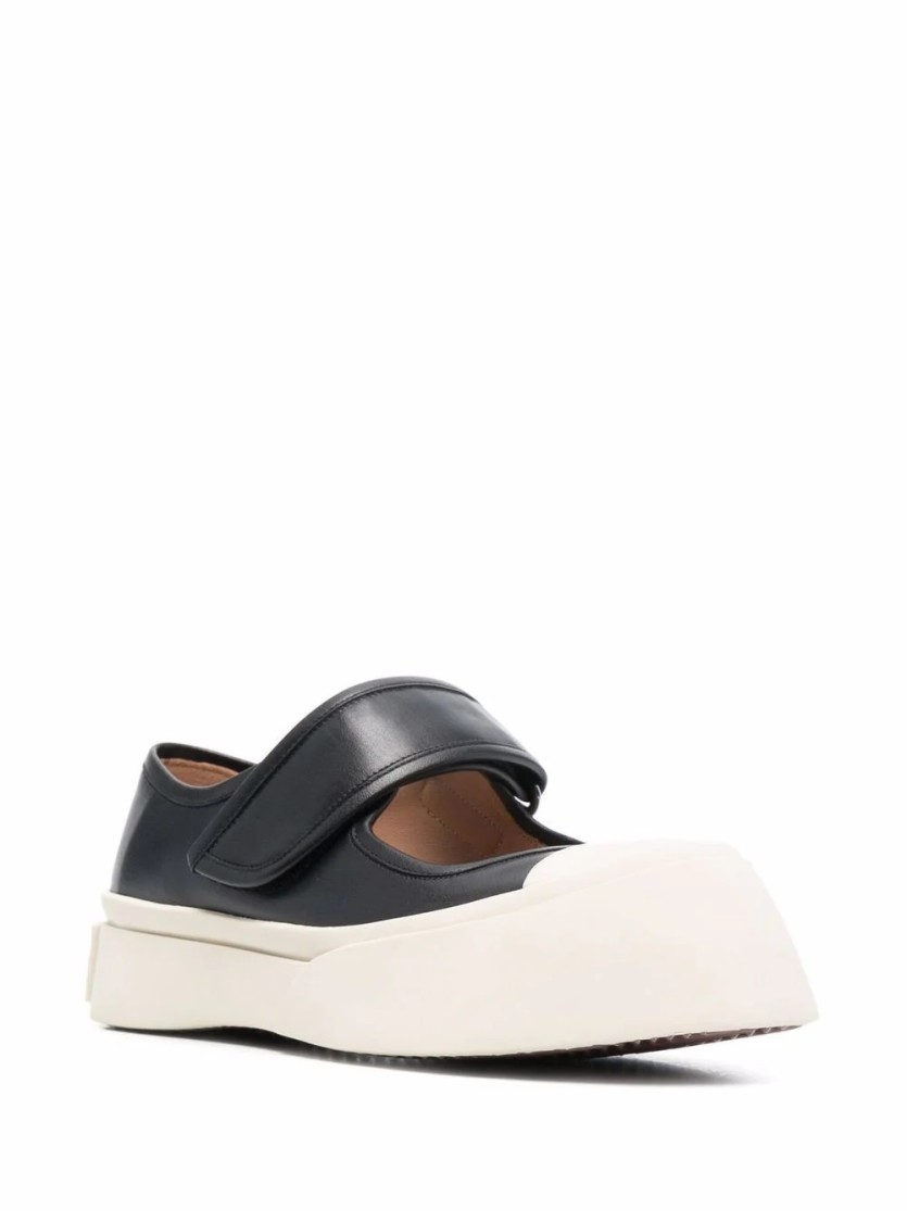 Marni Pablo Mary Jane Nappa Leather Sneakers In Black