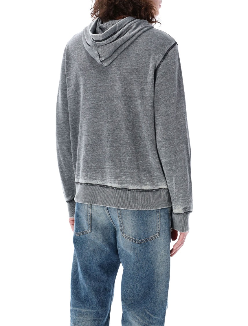 Diesel Hooded Sweater With Kangaroo Pocket And Ribbed Finish In Grey