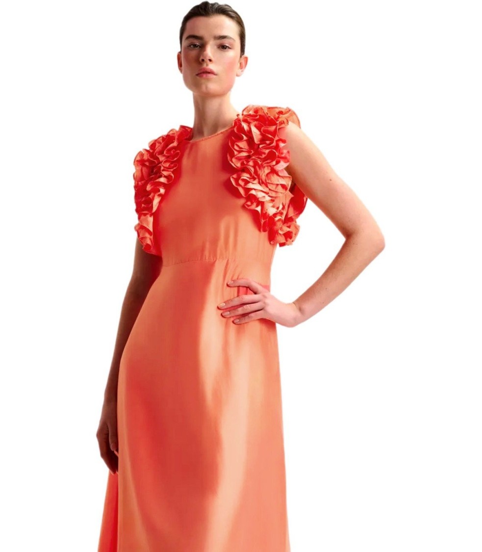 ESSENTIEL ANTWERP ESSENTIEL ANTWERP HEXICO CORAL MIDI DRESS