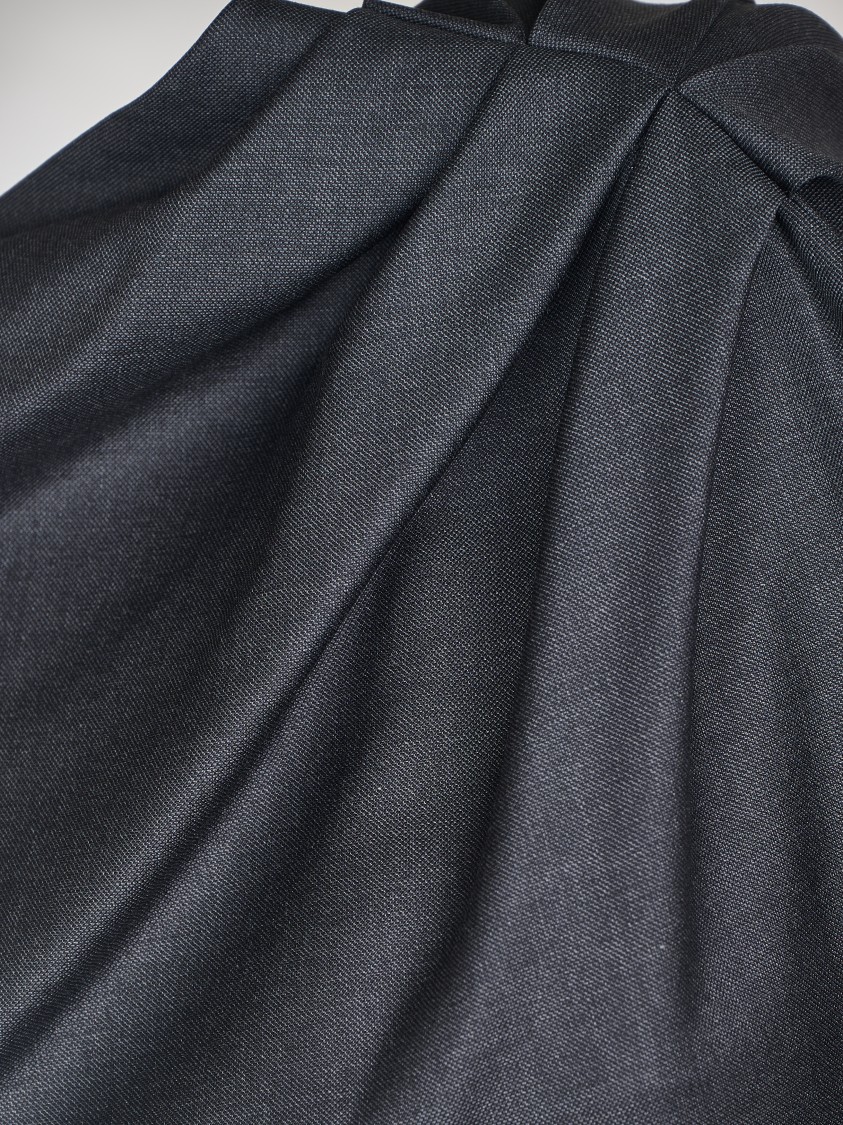 Loulou Studio Subtle Textured Virgin Wool Draped Design Shirt In Gray