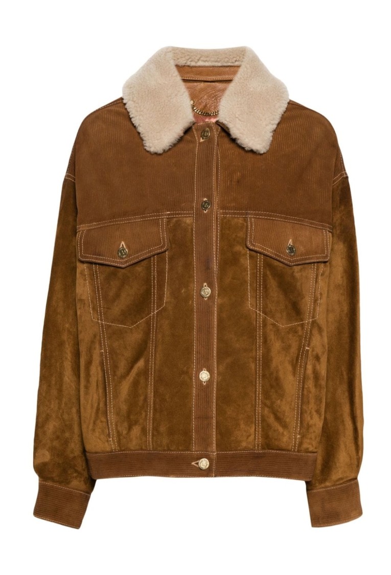 Golden Goose Journey Suede Jacket With Removable Collar In