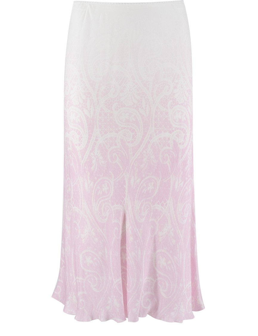 Ermanno Firenze Logo Fabric Longuette Skirt In Pink