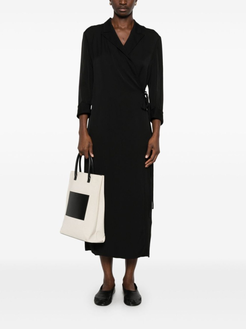 THEORY THEORY WRAP DESIGN BLACK SILK MAXI DRESS