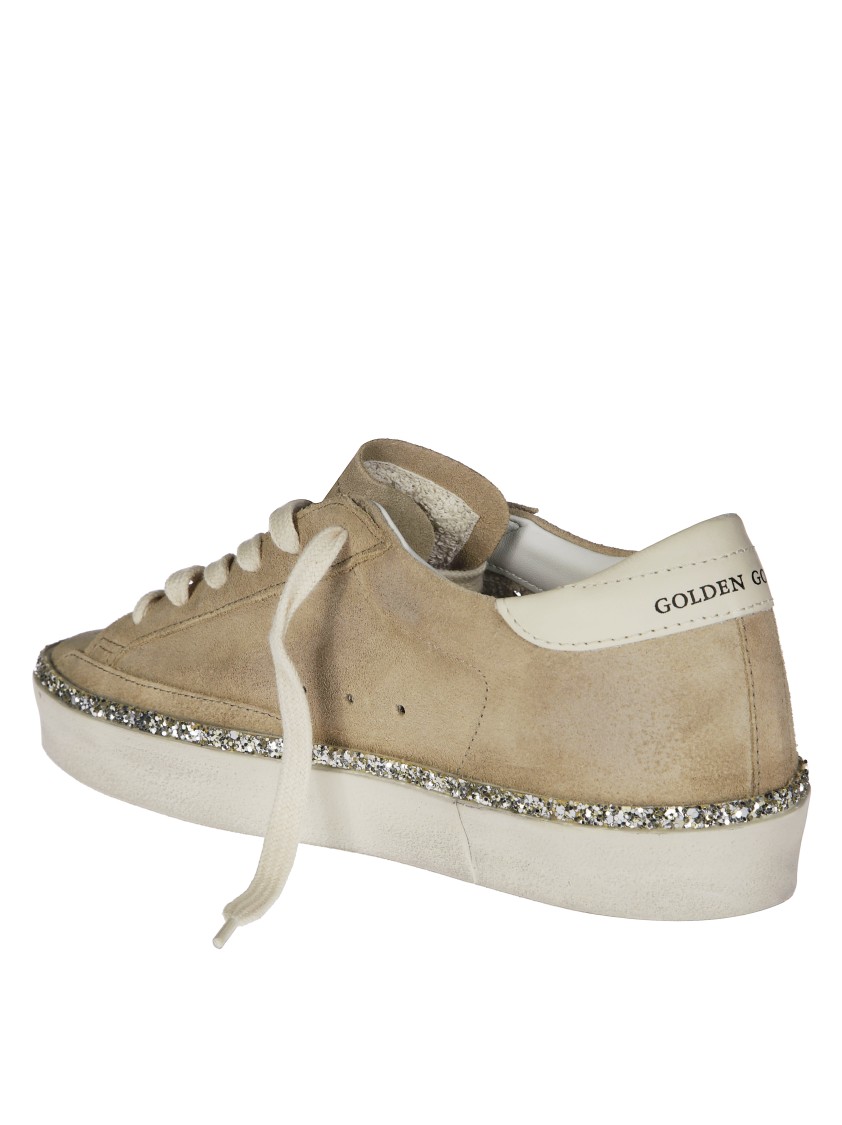 Golden Goose Hi Star Suede Sneakers With Glitter Edge In Neutral