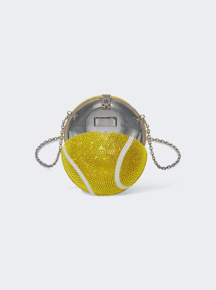 Shop Judith Leiber Tennis Ball Clutch Yellow And White Crystal