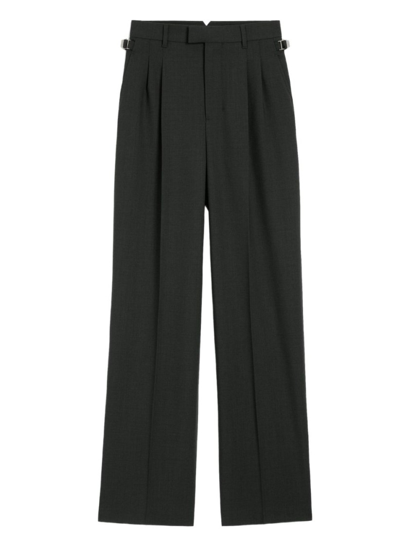 Ami Alexandre Mattiussi Wide-leg High-rise Trousers With Front Pleats In Black