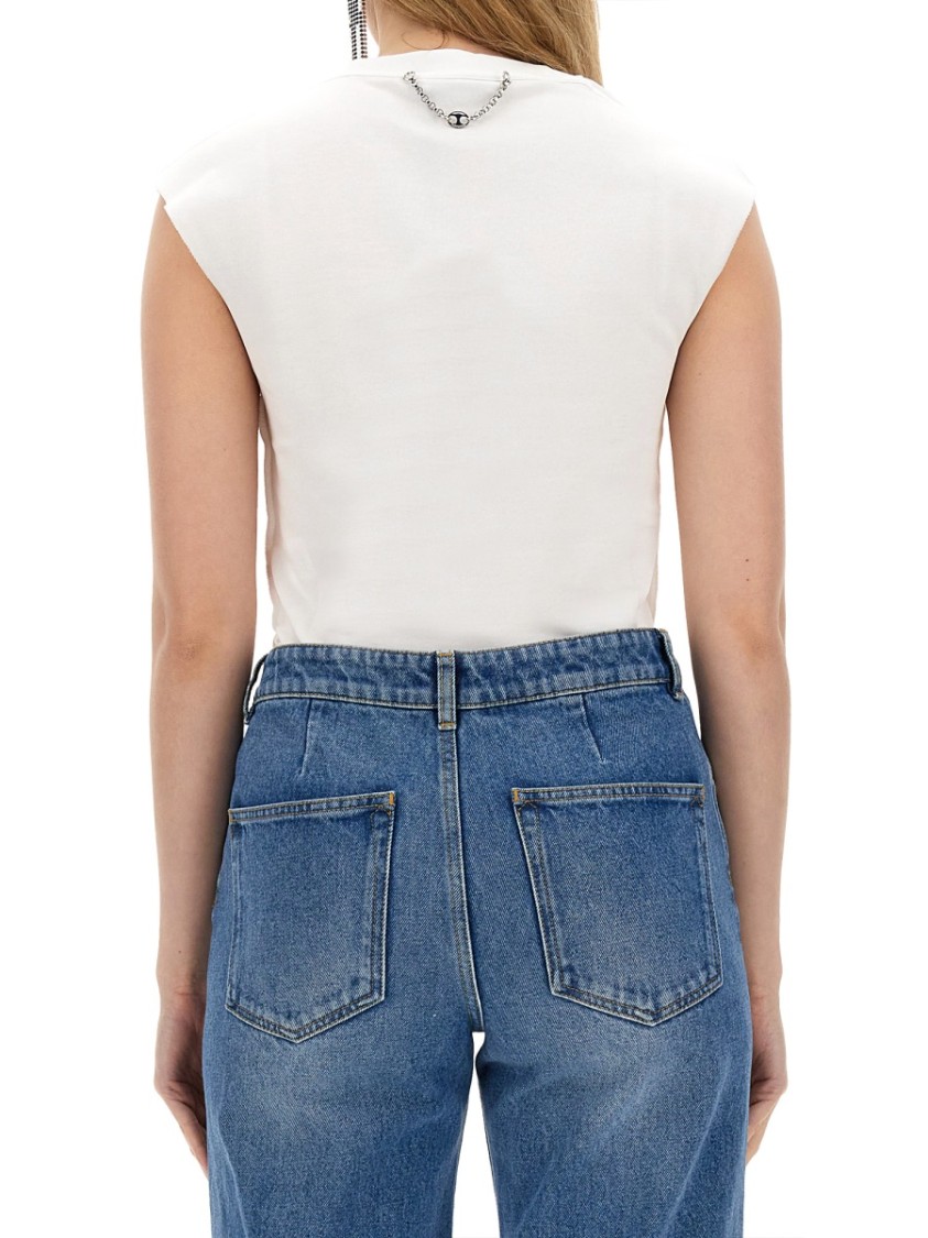 RABANNE RABANNE FITTED COTTON T-SHIRT WITH STRUCTURED SLEEVES
