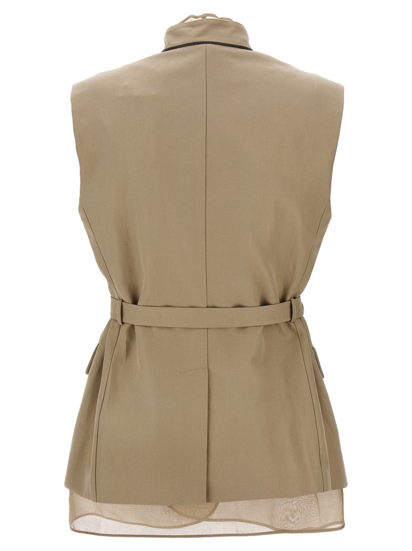 Brunello Cucinelli Layered Vest With Mandarin Collar