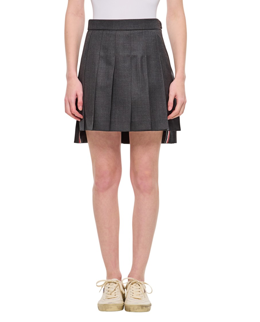 Thom Browne Pleated Mini Skirt In Grey