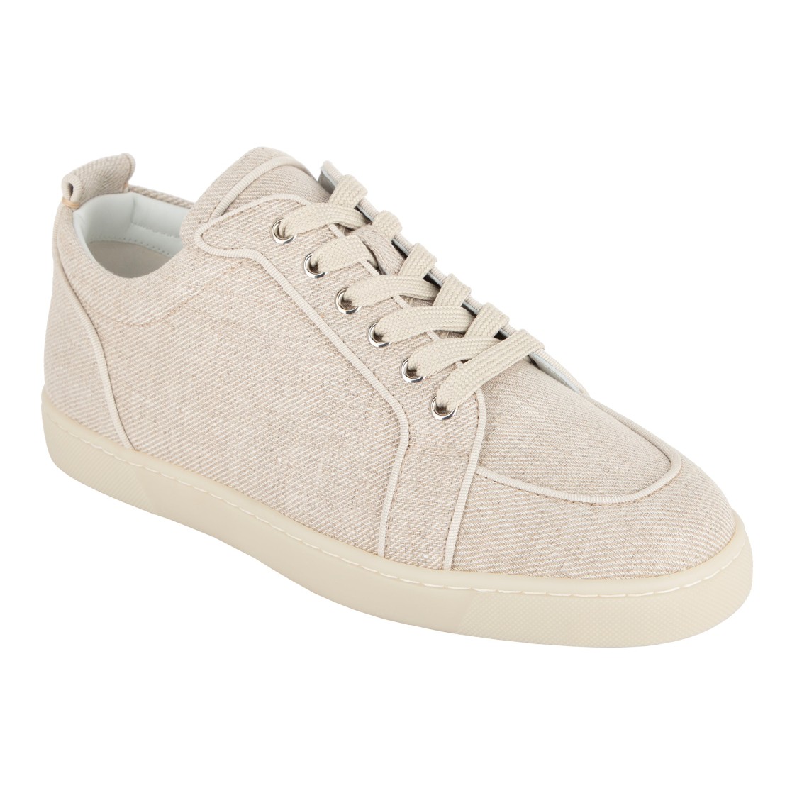 Christian Louboutin Rantulow Orlato Beige Canvas Sneakers With Iconic Red Sole In Neutral