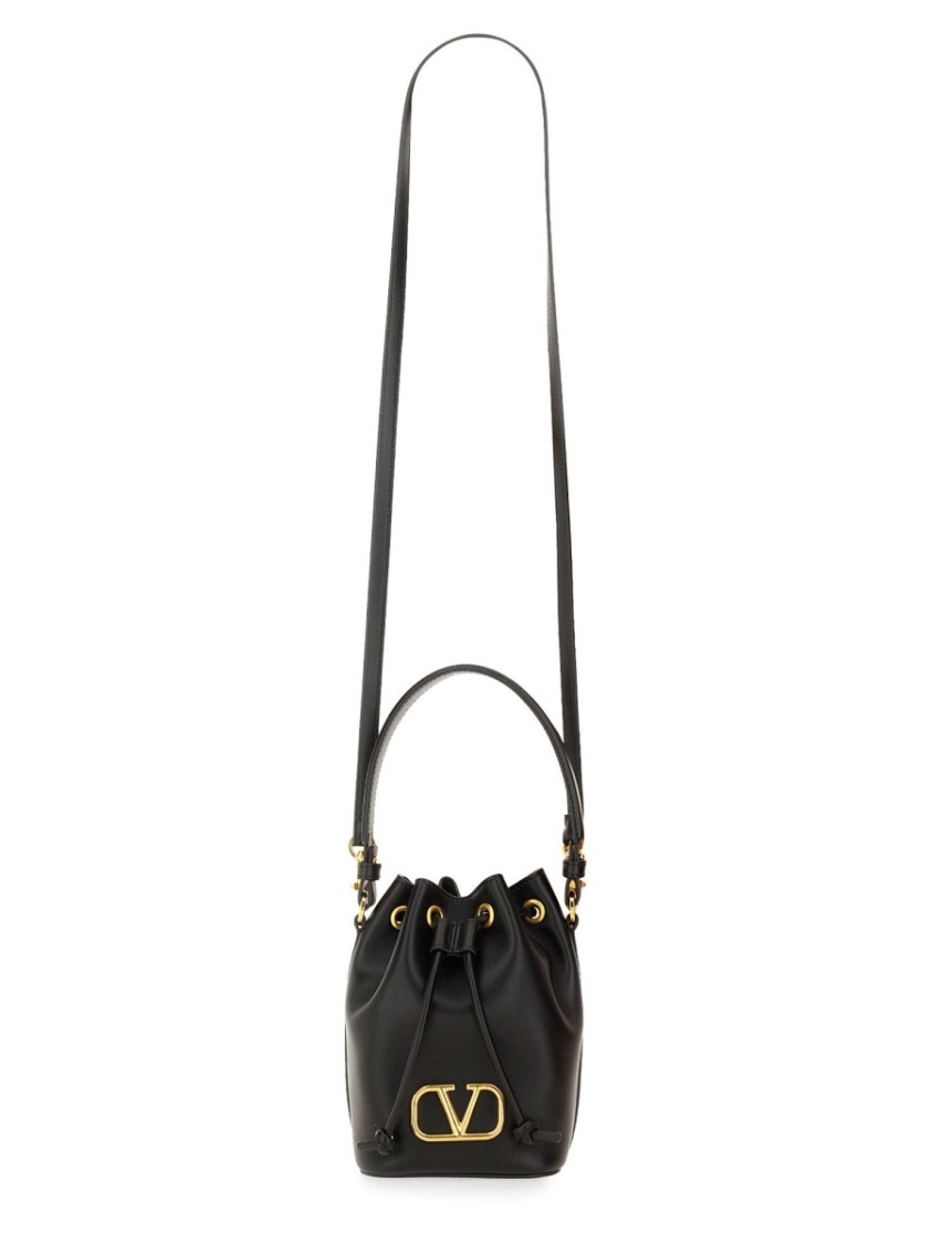 Valentino Garavani Mini Vlogo Signature Bucket Bag In Nappa Leather Woman Black Uni