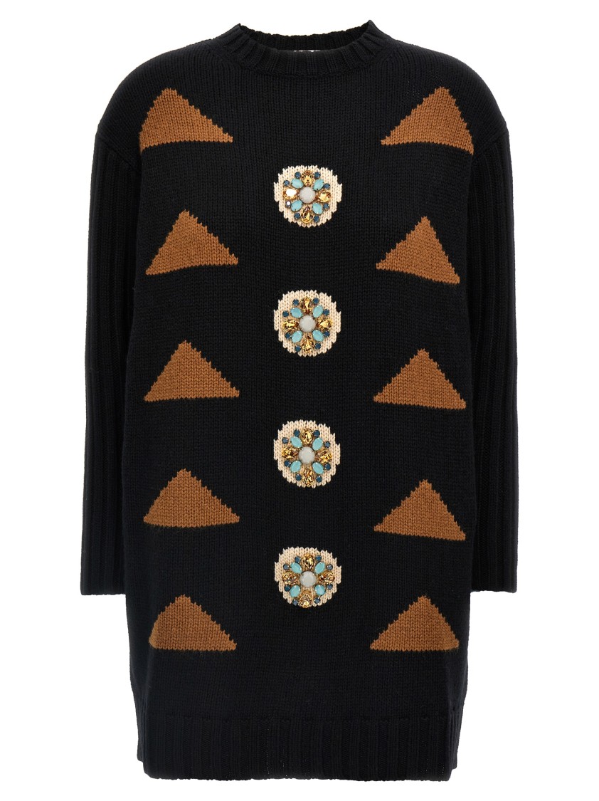 Max Mara Maracas Knitted Dress Black In Black
