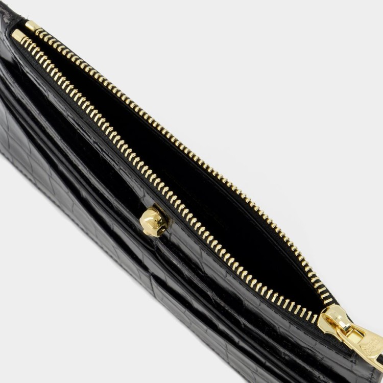 【関税込み】Flat Zip W/Cc Wallet - Alexander Mcqueen - Black Alexander Mcqueen Flat Zip W/Cc Wallet - Black - Leather