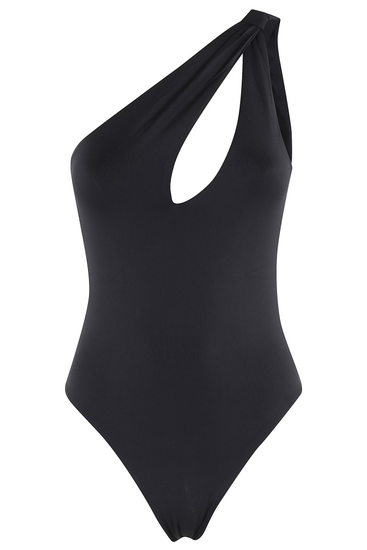 Shop Federica Tosi Monochrome One-shoulder Swimsuit With Knot Detail
