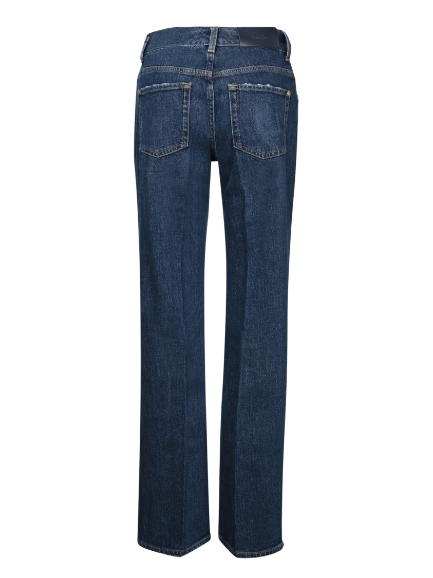 7 For All Mankind Classic Straight-leg Mid-rise Blue Jeans In Green